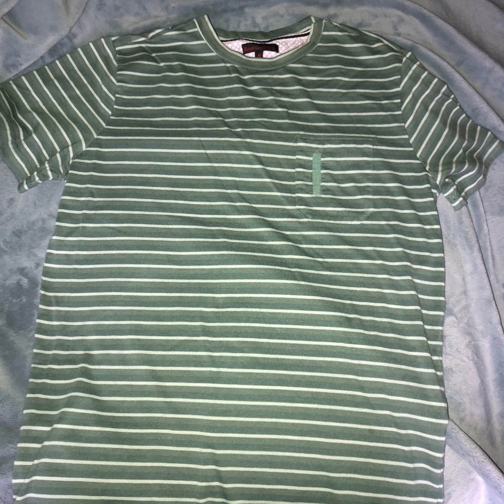 Medium green stripped shirt